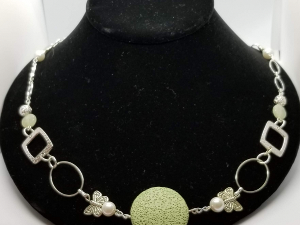 Lava bead spring pearl necklace