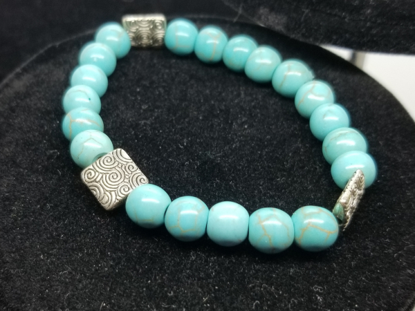 Turquoise and silver stretchy bracelet