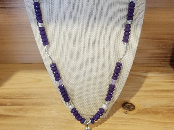 Large Purple Agate Pendant Necklace