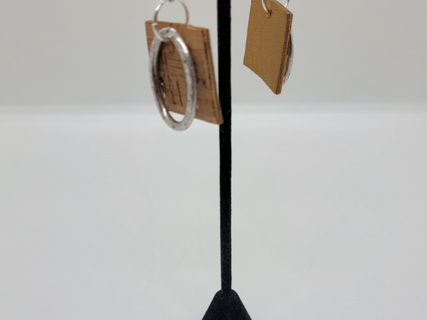 Double layered cork and silver earrings