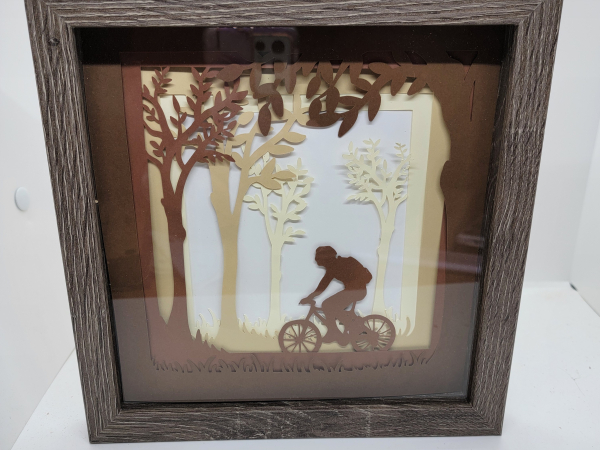 Cycling, bicycle, woods, framed, 3D