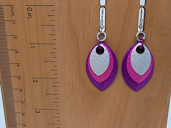 Shades of pink/purple layered metal earrings