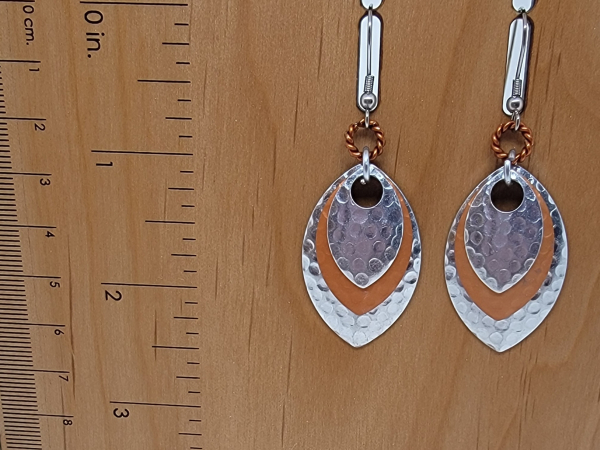 Shades of copper/silver layered earrings