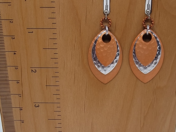 Shades of copper layered metal earrings