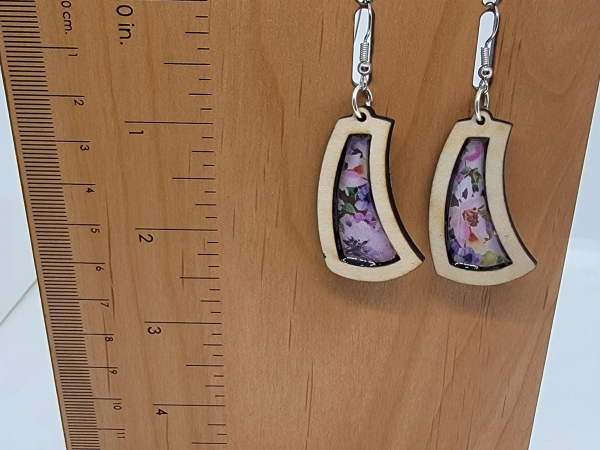 Curved lightweight wood earrings