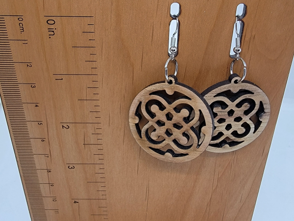 Infinity loop wood earrings
