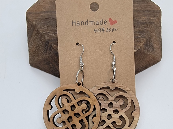 Infinity loop wood earrings