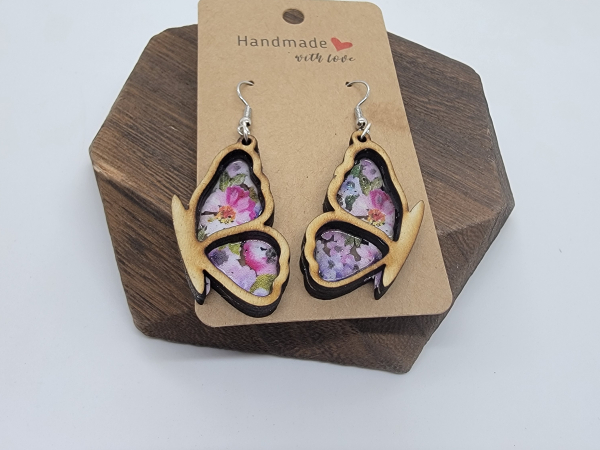 Lightweight wooden butterfly earrings