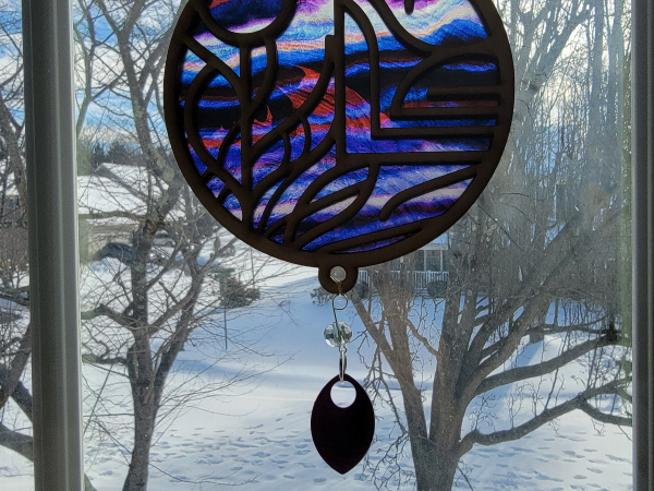 Wooden Suncatcher Abstract 2 sided