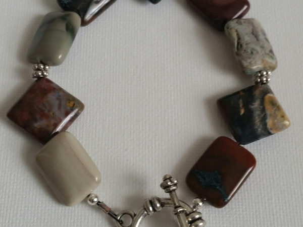 Chunky earth tones toggle bracelet