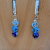 Murano glass style blue dangle earrings