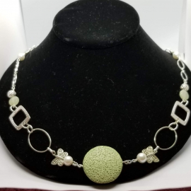 Lava bead spring pearl necklace