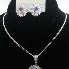 wirework swarovski crystal pendant necklace and earrings