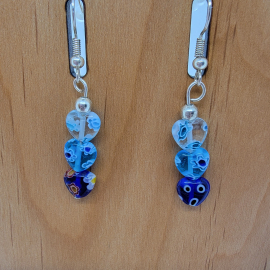 Murano glass style blue dangle earrings