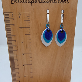 Shades of blue layered metal earrings