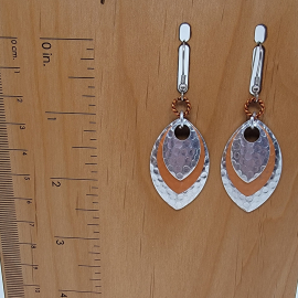 Shades of copper/silver layered earrings