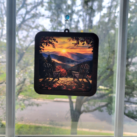 Mountain Sunset Adirondack Chairs Suncatcher