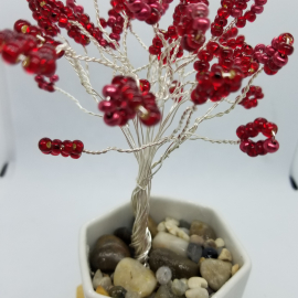 Wired Red Beaded Tree