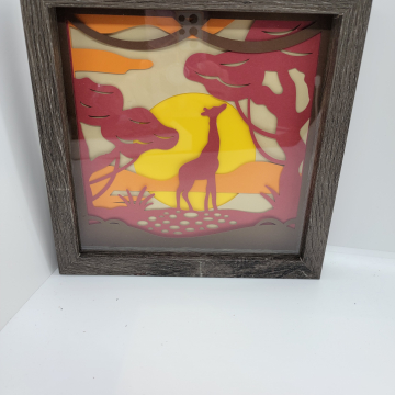 3D Cardstock Paper Art Giraffe Framed