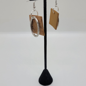 Beautiful Cork leather silver earrings