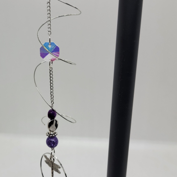 Beaded Suncatcher Purple  Dragonfly