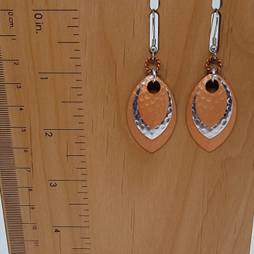 Shades of copper layered metal earrings