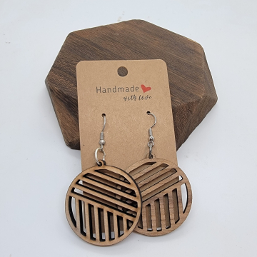 Diagonal Lines Wood Earrings