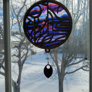 Wooden Abstract Design Suncatcher