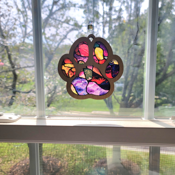 Pawprint suncatcher wooden colorful