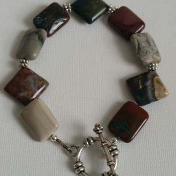 Semiprecious earth tones toggle bracelet